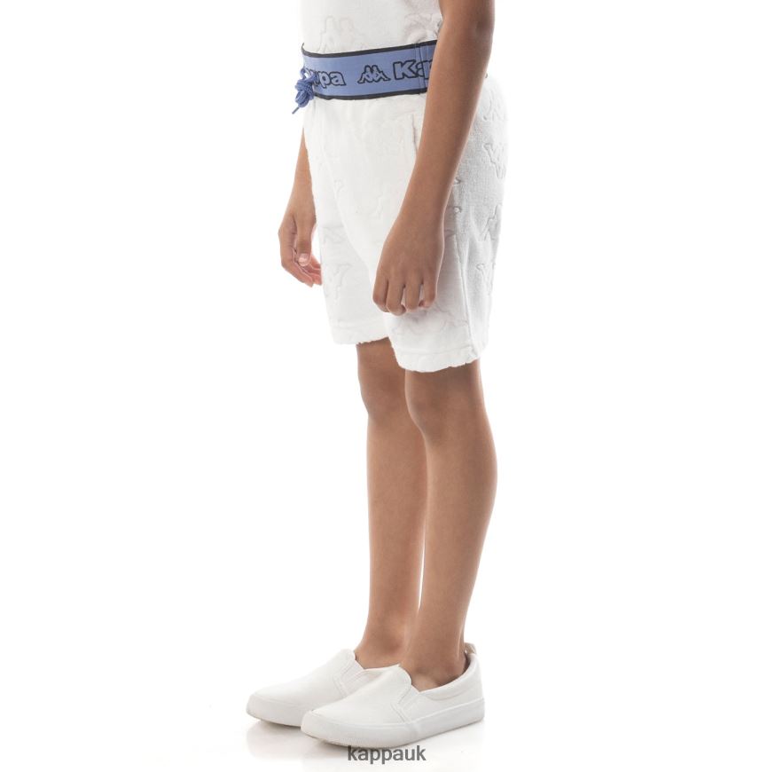 Kappa Kids Logo Tape Eko Shorts White Blue 408H4N616 - Kappa UK