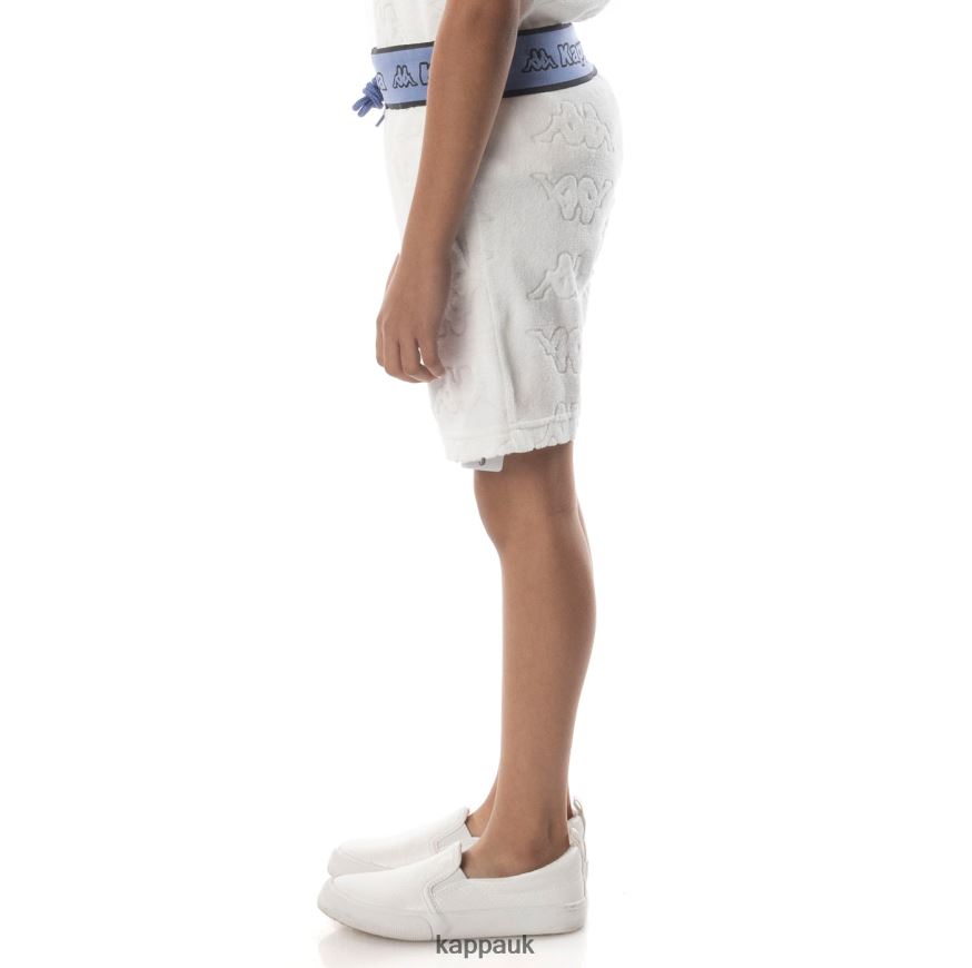 Kappa Kids Logo Tape Eko Shorts White Blue 408H4N616 - Kappa UK