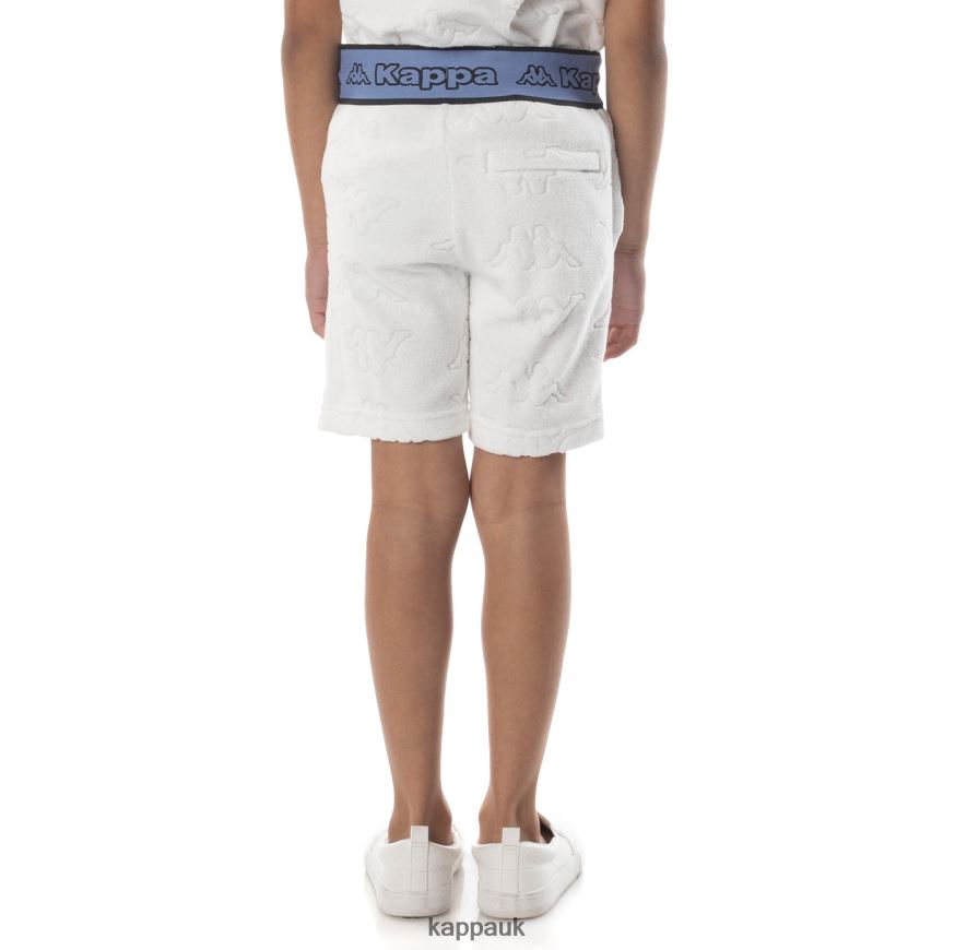 Kappa Kids Logo Tape Eko Shorts White Blue 408H4N616 - Kappa UK