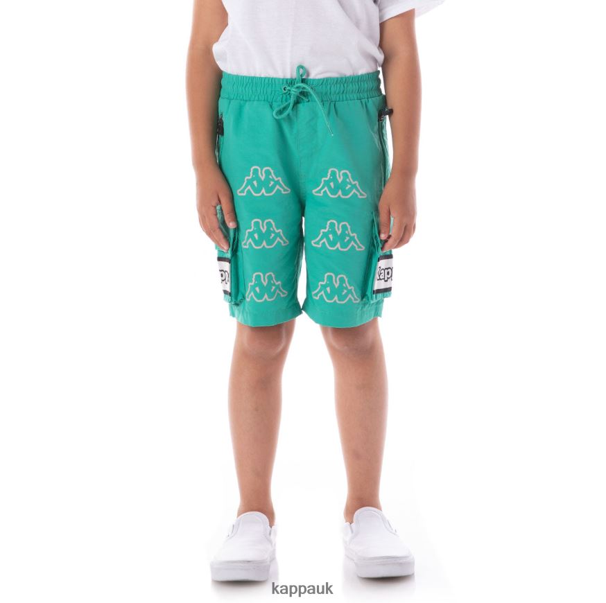 Kappa Kids Logo Tape Esso Cargo Shorts Teal 408H4N618 - Kappa Tracksuit UK