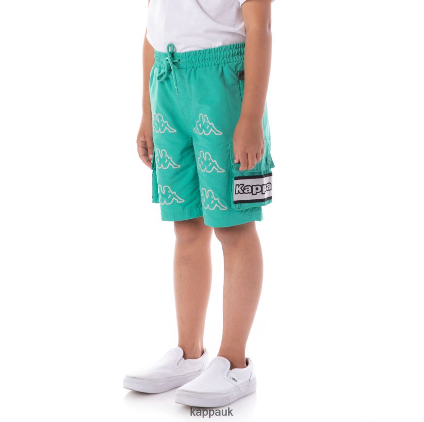 Kappa Kids Logo Tape Esso Cargo Shorts Teal 408H4N618 - Kappa Tracksuit UK