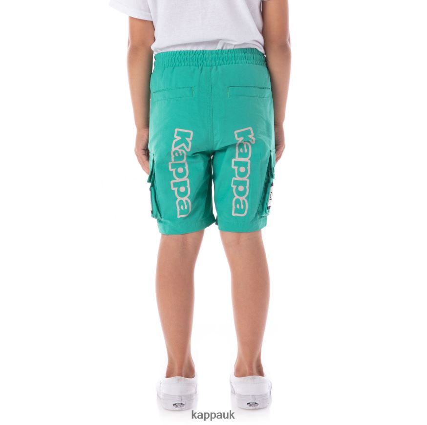 Kappa Kids Logo Tape Esso Cargo Shorts Teal 408H4N618 - Kappa Tracksuit UK