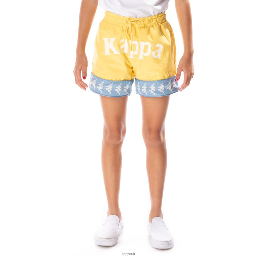 Kappa Kids 222 Banda Calabash 3 Shorts Yellow Light Blue 408H4N801 - Kappa Tracksuit UK