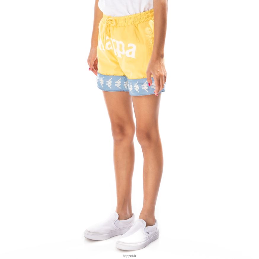 Kappa Kids 222 Banda Calabash 3 Shorts Yellow Light Blue 408H4N801 - Kappa Tracksuit UK