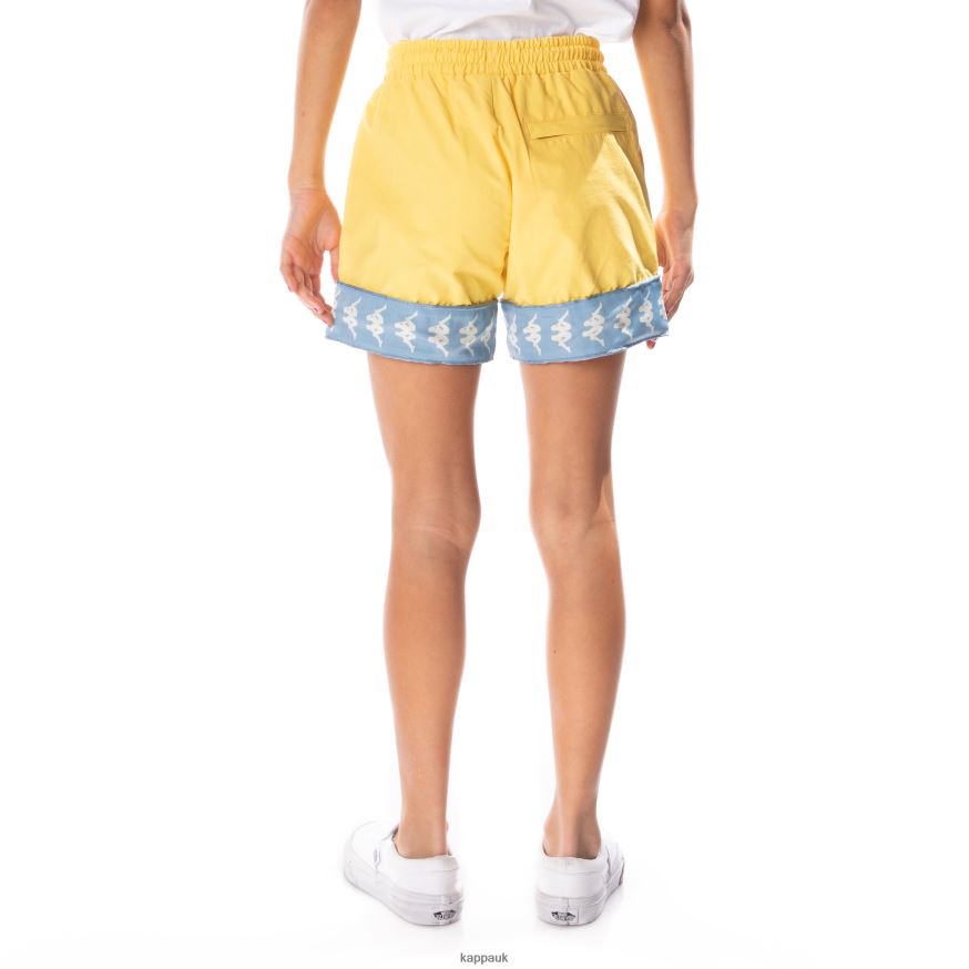 Kappa Kids 222 Banda Calabash 3 Shorts Yellow Light Blue 408H4N801 - Kappa Tracksuit UK