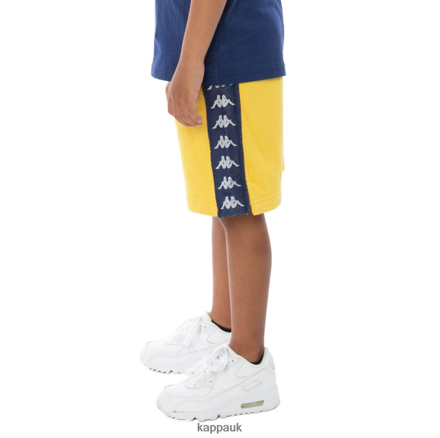 Kappa Kids 222 Banda Marvz Shorts Yellow Blue White 408H4N815 - Kappa Trainers UK