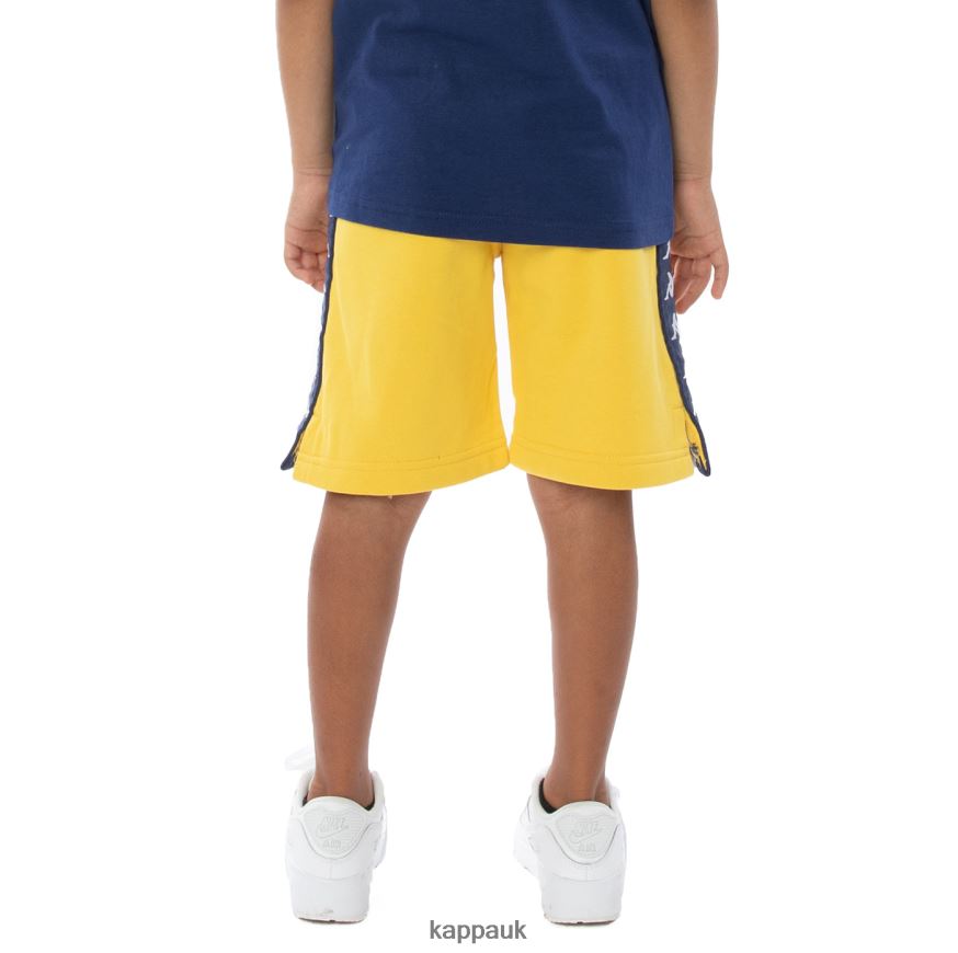 Kappa Kids 222 Banda Marvz Shorts Yellow Blue White 408H4N815 - Kappa Trainers UK
