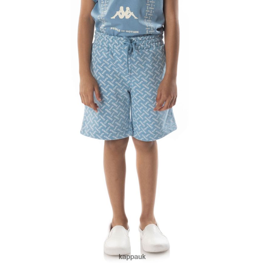 Kappa Kids Authentic Plimmo Shorts Light Blue Sand 408H4N795 - Kappa Tracksuit UK