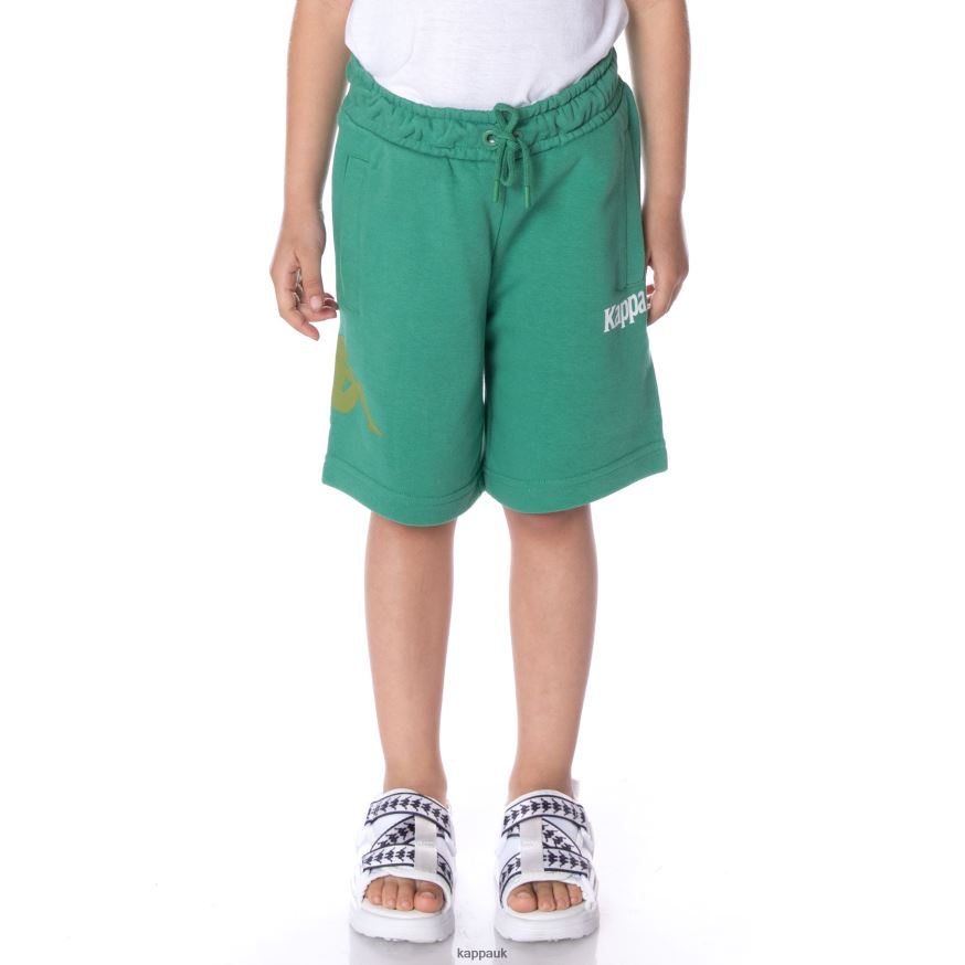 Kappa Kids Authentic Sangone Shorts GREEN 408H4N786 - Kappa Tracksuit UK