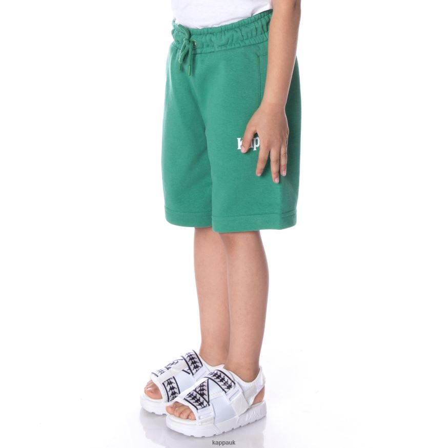 Kappa Kids Authentic Sangone Shorts GREEN 408H4N786 - Kappa Tracksuit UK