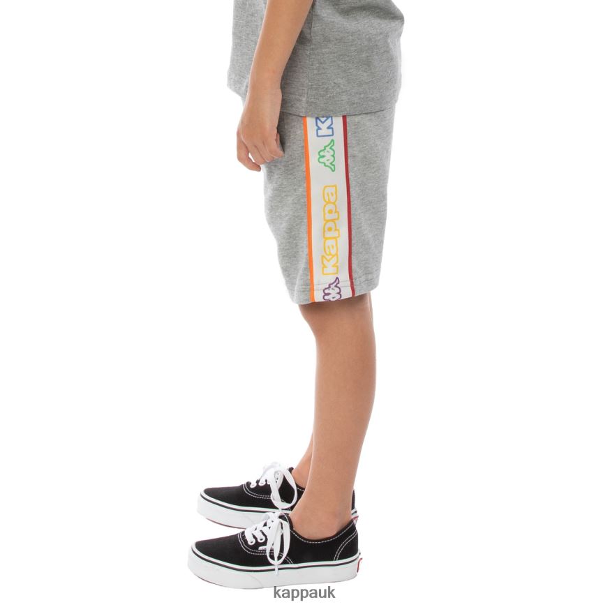 Kappa Kids Logo Tape Asved Shorts Grey White Rock 408H4N816 - Kappa Tracksuit UK