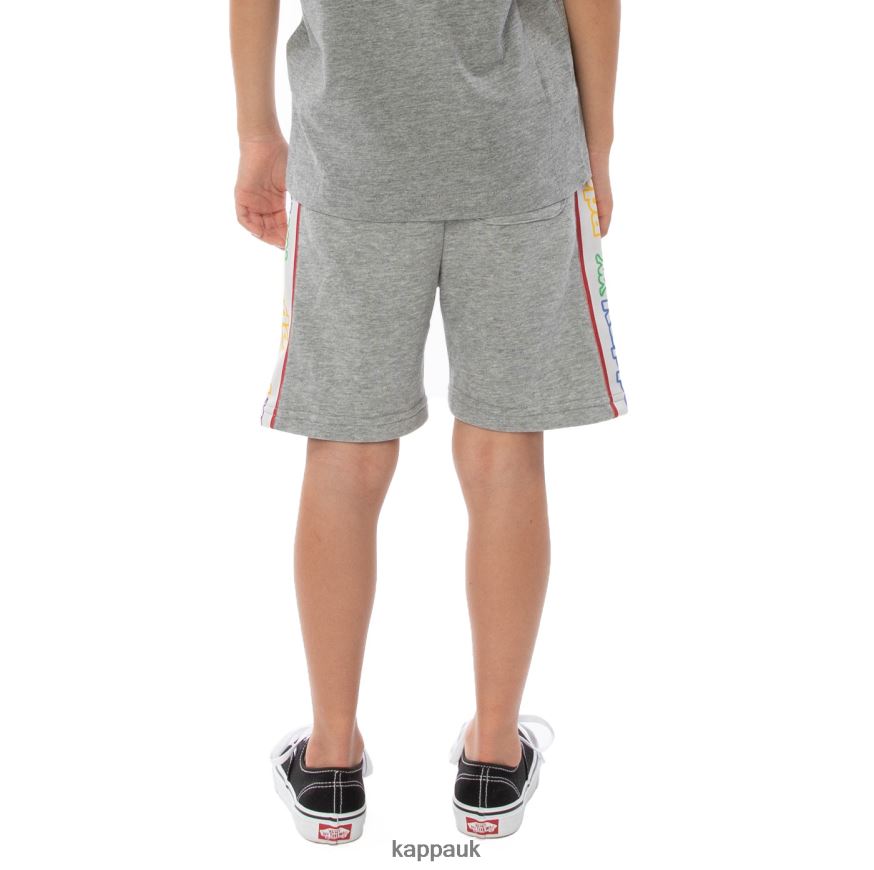 Kappa Kids Logo Tape Asved Shorts Grey White Rock 408H4N816 - Kappa Tracksuit UK