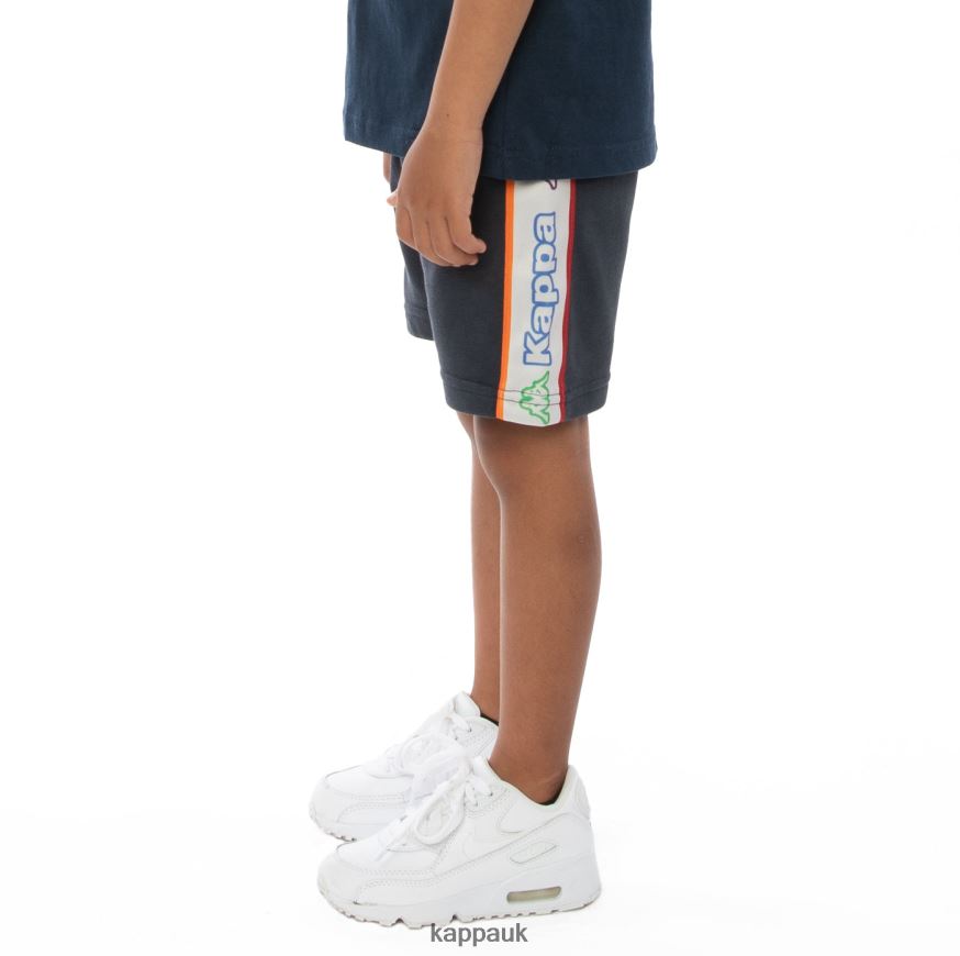 Kappa Kids Logo Tape Asved Shorts Grey White Rock 408H4N816 - Kappa Tracksuit UK
