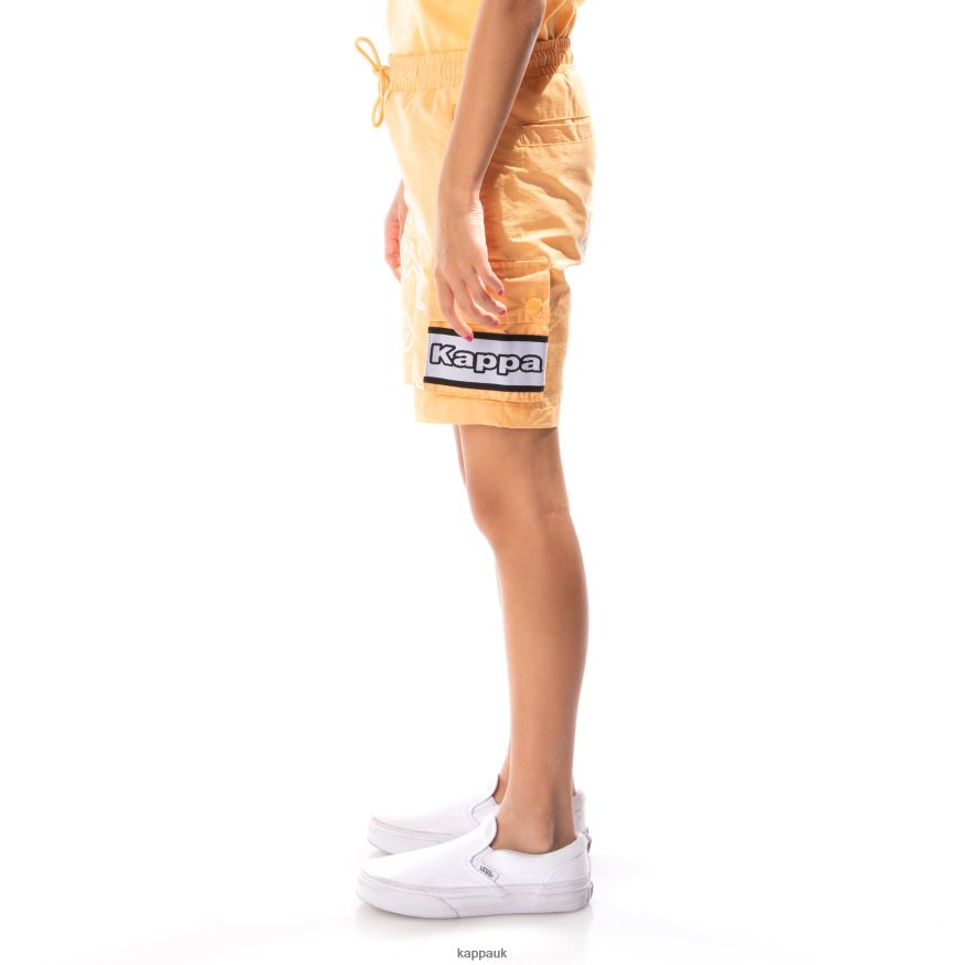 Kappa Kids Logo Tape Esso Cargo Shorts Light Orange 408H4N791 - Kappa Trainers UK
