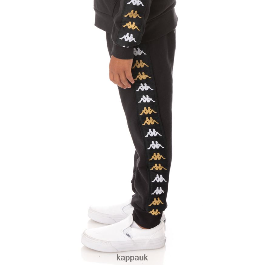 Kappa Kids 222 Banda Alanzin Sweatpants Black Smoke 408H4N603 - Kappa Tracksuit UK