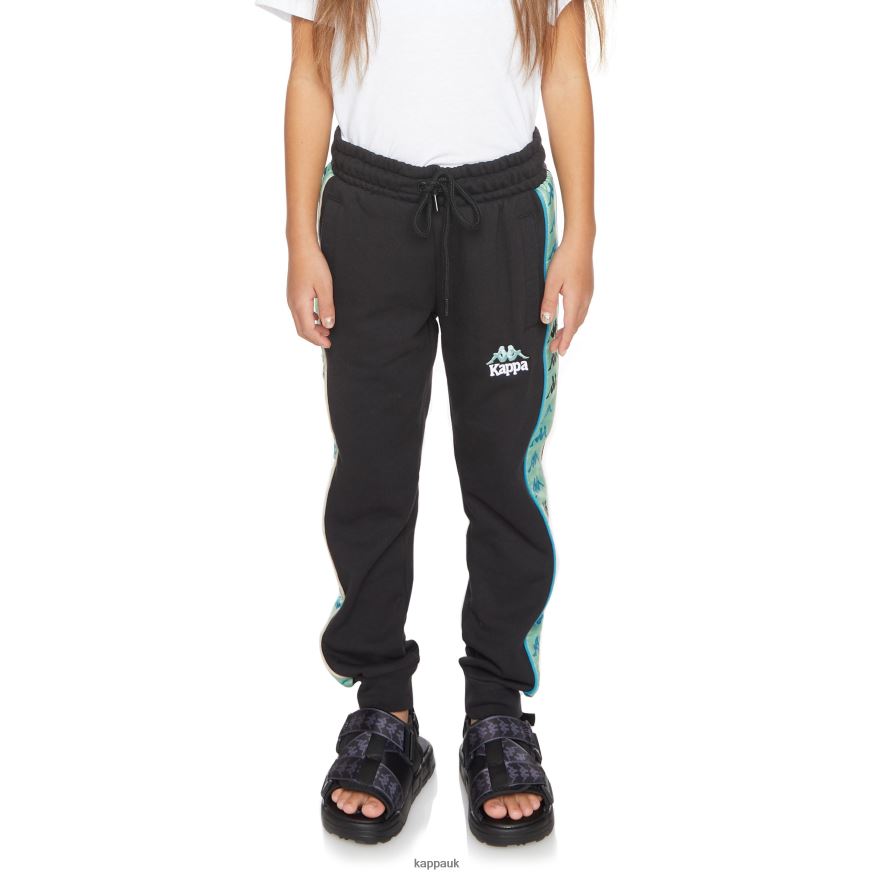 Kappa Kids 222 Banda Jupiterterry Sweatpants Black Smoke Sage 408H4N566 - Kappa Trainers UK