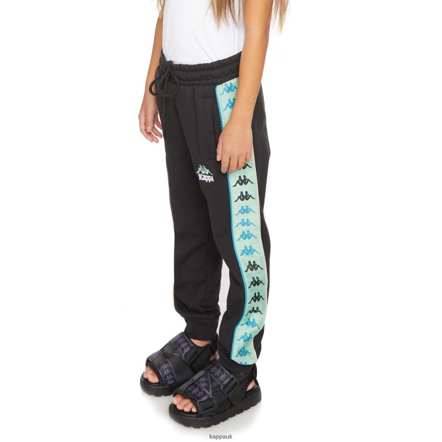Kappa Kids 222 Banda Jupiterterry Sweatpants Black Smoke Sage 408H4N566 - Kappa Trainers UK