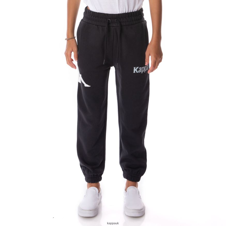 Kappa Kids Authentic Coevorden Sweatpants Black Smoke 408H4N572 - Kappa Trainers UK
