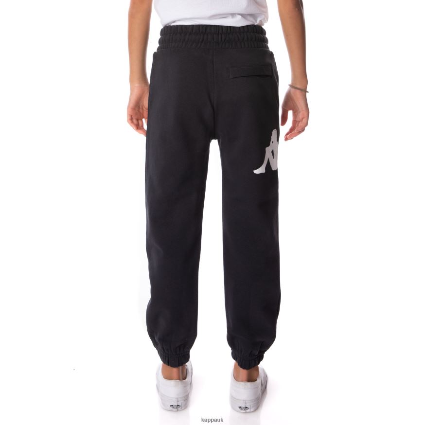Kappa Kids Authentic Coevorden Sweatpants Black Smoke 408H4N572 - Kappa Trainers UK