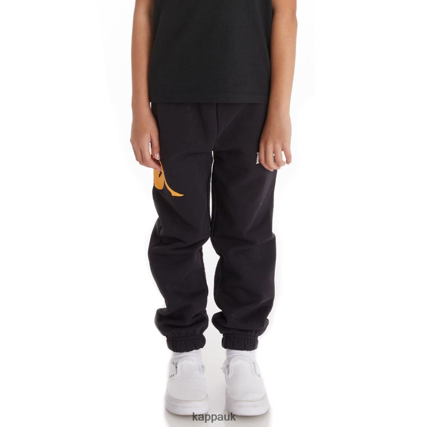 Kappa Kids Authentic Coevorden Sweatpants Black Smoke 408H4N582 - Kappa Tracksuit UK