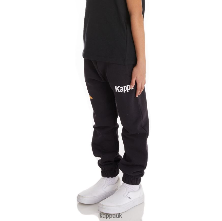 Kappa Kids Authentic Coevorden Sweatpants Black Smoke 408H4N582 - Kappa Tracksuit UK