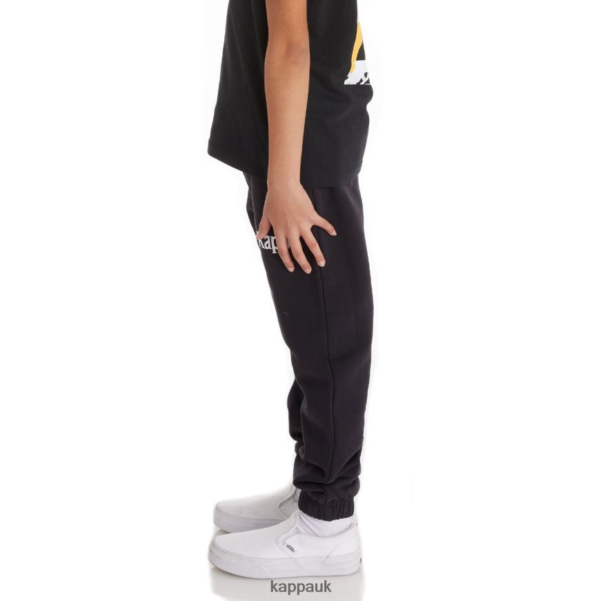Kappa Kids Authentic Coevorden Sweatpants Black Smoke 408H4N582 - Kappa Tracksuit UK