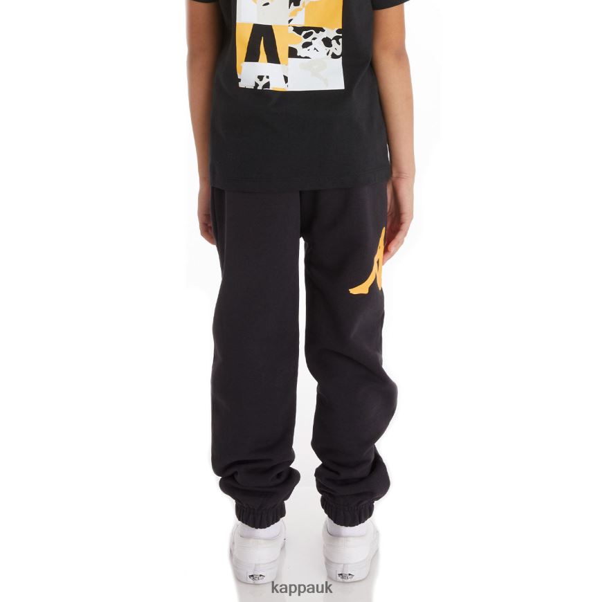 Kappa Kids Authentic Coevorden Sweatpants Black Smoke 408H4N582 - Kappa Tracksuit UK