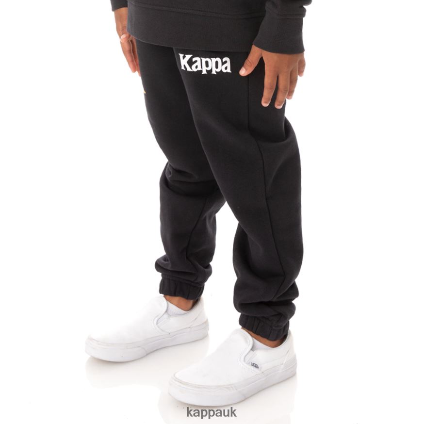 Kappa Kids Authentic Coevorden Sweatpants Black Smoke 408H4N600 - Kappa Tracksuit UK