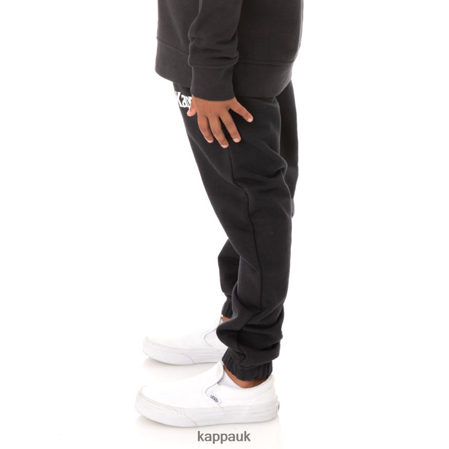Kappa Kids Authentic Coevorden Sweatpants Black Smoke 408H4N600 - Kappa Tracksuit UK