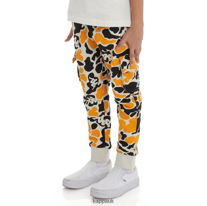 Kappa Kids Authentic Pakot Sweatpants Black Smoke Light Orange 408H4N580 - Kappa UK
