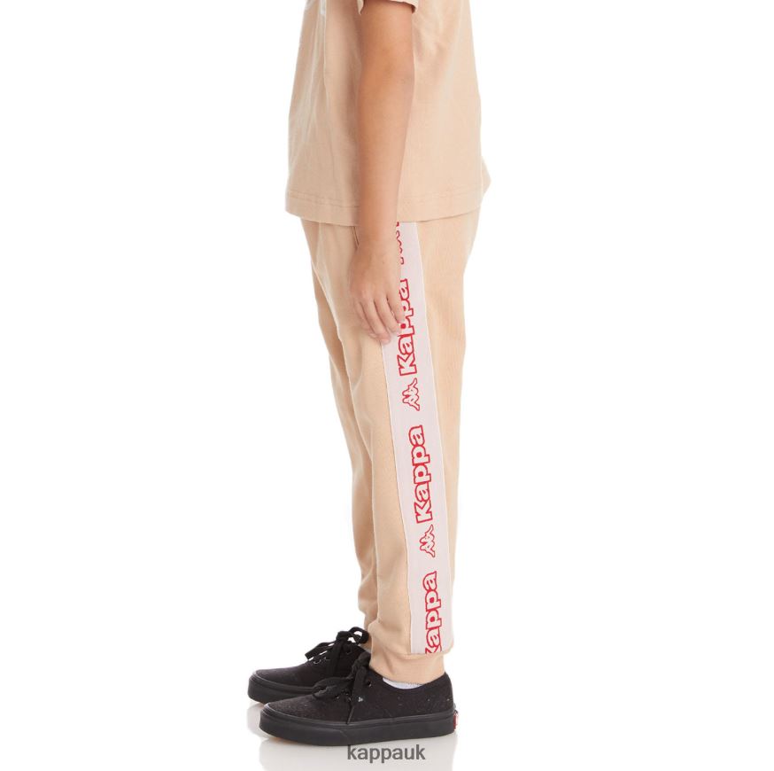 Kappa Kids Logo Tape Anira 2 Sweatpants Beige 408H4N588 - Kappa Tracksuit UK