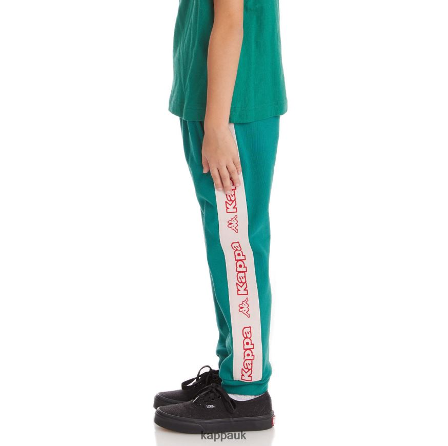 Kappa Kids Logo Tape Anira 2 Sweatpants Dark Green 408H4N596 - Kappa Trainers UK