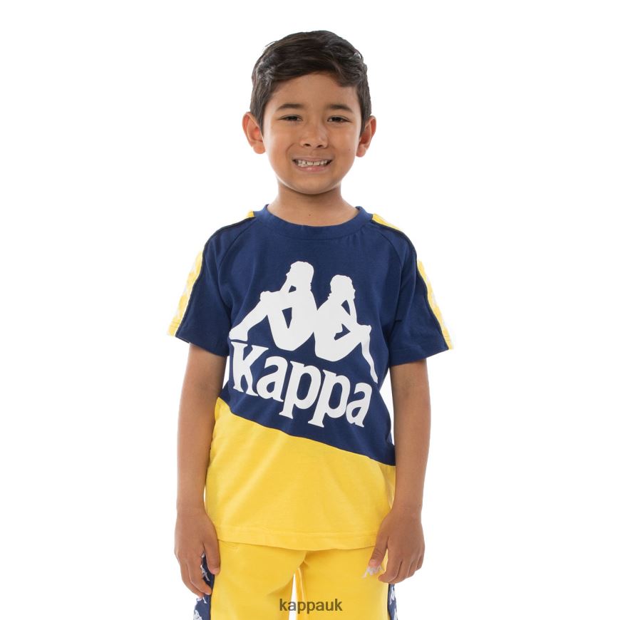 Kappa Kids 222 Banda Baldwin T-Shirt Orange Blue Royal 408H4N785 - Kappa Trainers UK