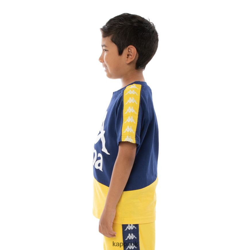 Kappa Kids 222 Banda Baldwin T-Shirt Orange Blue Royal 408H4N785 - Kappa Trainers UK