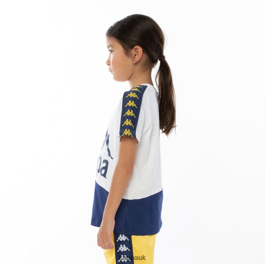 Kappa Kids 222 Banda Baldwin T-Shirt Orange Blue Royal 408H4N785 - Kappa Trainers UK