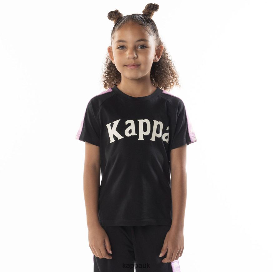 Kappa Kids 222 Banda Balima T-Shirt Black Smoke Violet 408H4N698 - Kappa Trainers UK