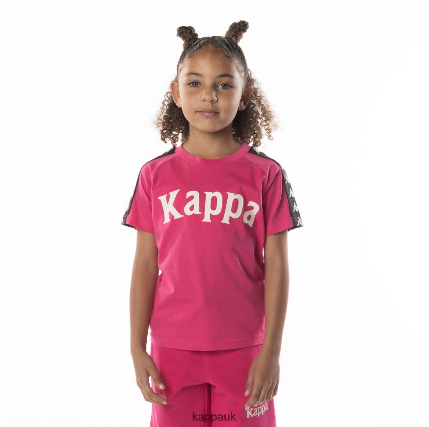 Kappa Kids 222 Banda Balima T-Shirt Pink Black 408H4N697 - Kappa UK