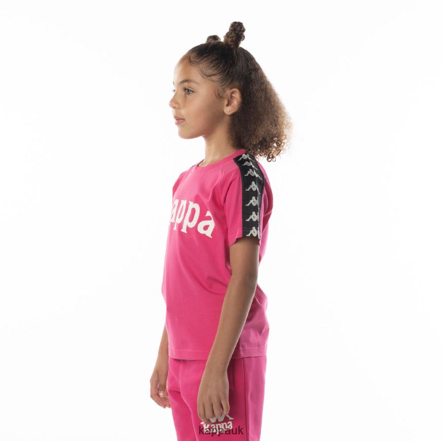 Kappa Kids 222 Banda Balima T-Shirt Pink Black 408H4N697 - Kappa UK
