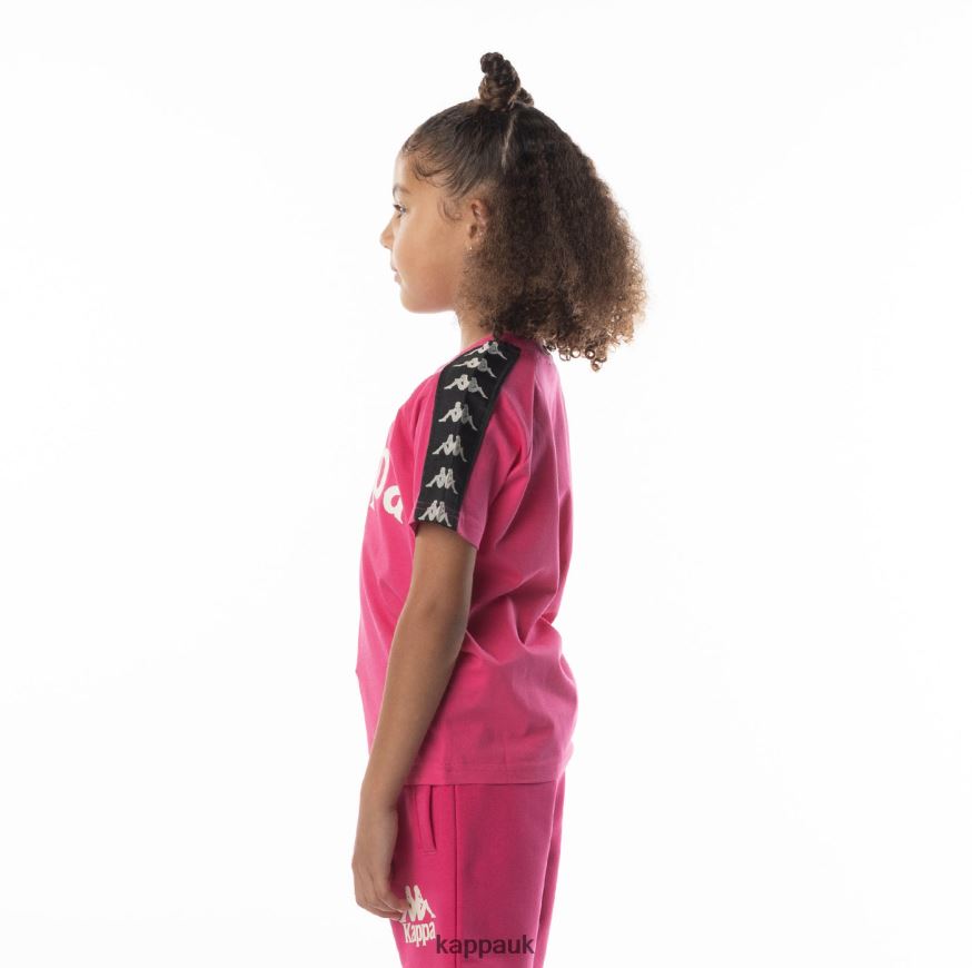 Kappa Kids 222 Banda Balima T-Shirt Pink Black 408H4N697 - Kappa UK