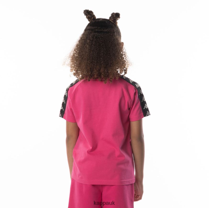 Kappa Kids 222 Banda Balima T-Shirt Pink Black 408H4N697 - Kappa UK