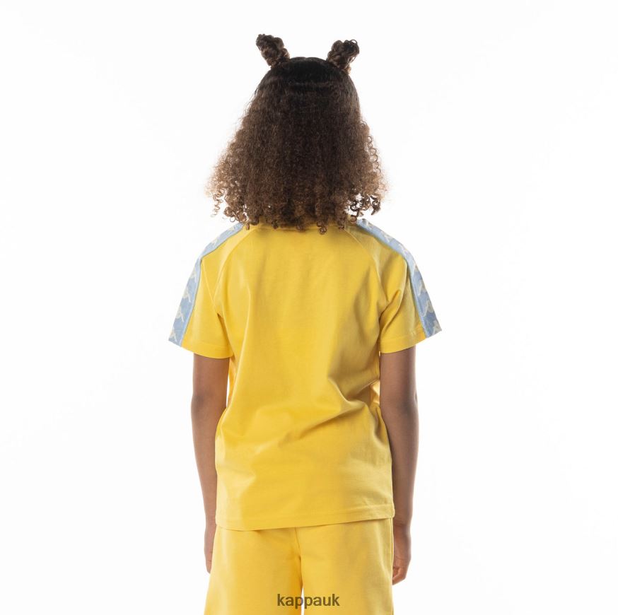 Kappa Kids 222 Banda Balima T-Shirt Yellow Light Blue 408H4N695 - Kappa Trainers UK