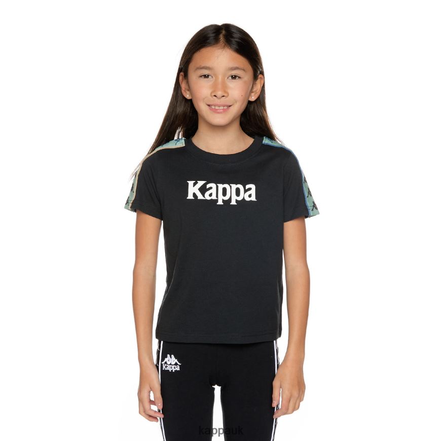 Kappa Kids 222 Banda Mars T-Shirt Black Smoke Sage 408H4N660 - Kappa Tracksuit UK