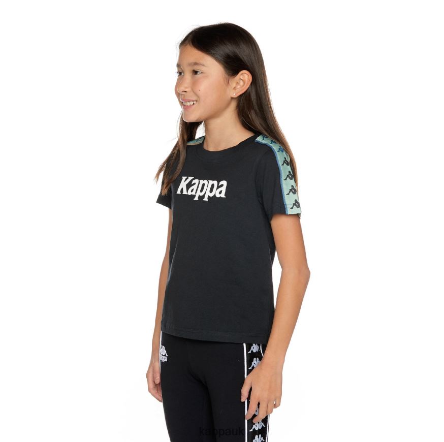 Kappa Kids 222 Banda Mars T-Shirt Black Smoke Sage 408H4N660 - Kappa Tracksuit UK