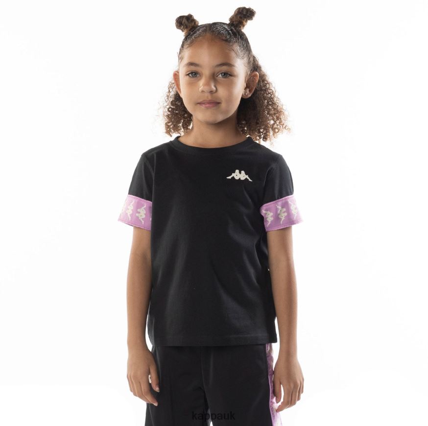 Kappa Kids 222 Banda Niji 2 T-Shirt Black Smoke Violet 408H4N702 - Kappa Tracksuit UK