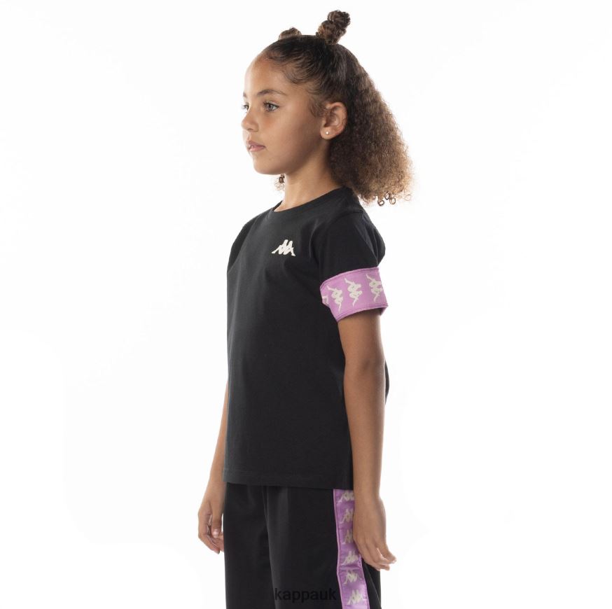 Kappa Kids 222 Banda Niji 2 T-Shirt Black Smoke Violet 408H4N702 - Kappa Tracksuit UK