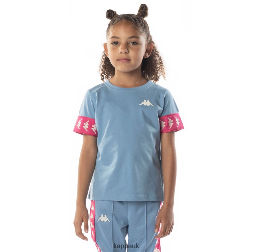 Kappa Kids 222 Banda Niji 2 T-Shirt Light Blue Pink 408H4N700 - Kappa UK