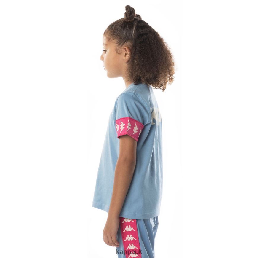 Kappa Kids 222 Banda Niji 2 T-Shirt Light Blue Pink 408H4N700 - Kappa UK