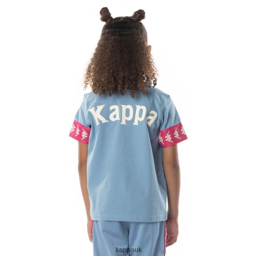 Kappa Kids 222 Banda Niji 2 T-Shirt Light Blue Pink 408H4N700 - Kappa UK