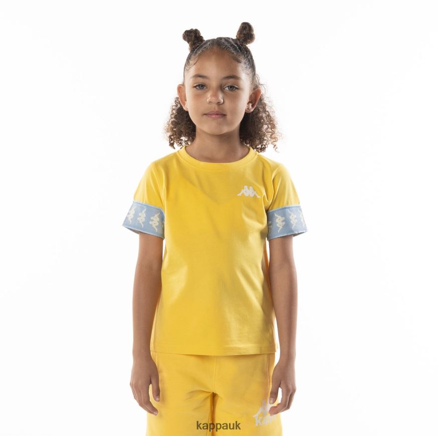 Kappa Kids 222 Banda Niji 2 T-Shirt Yellow Light Blue 408H4N699 - Kappa Tracksuit UK