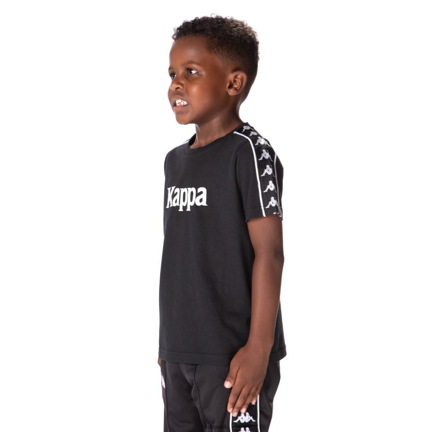 Kappa Kids 222 Banda Torio T-Shirt Black 408H4N672 - Kappa Tracksuit UK